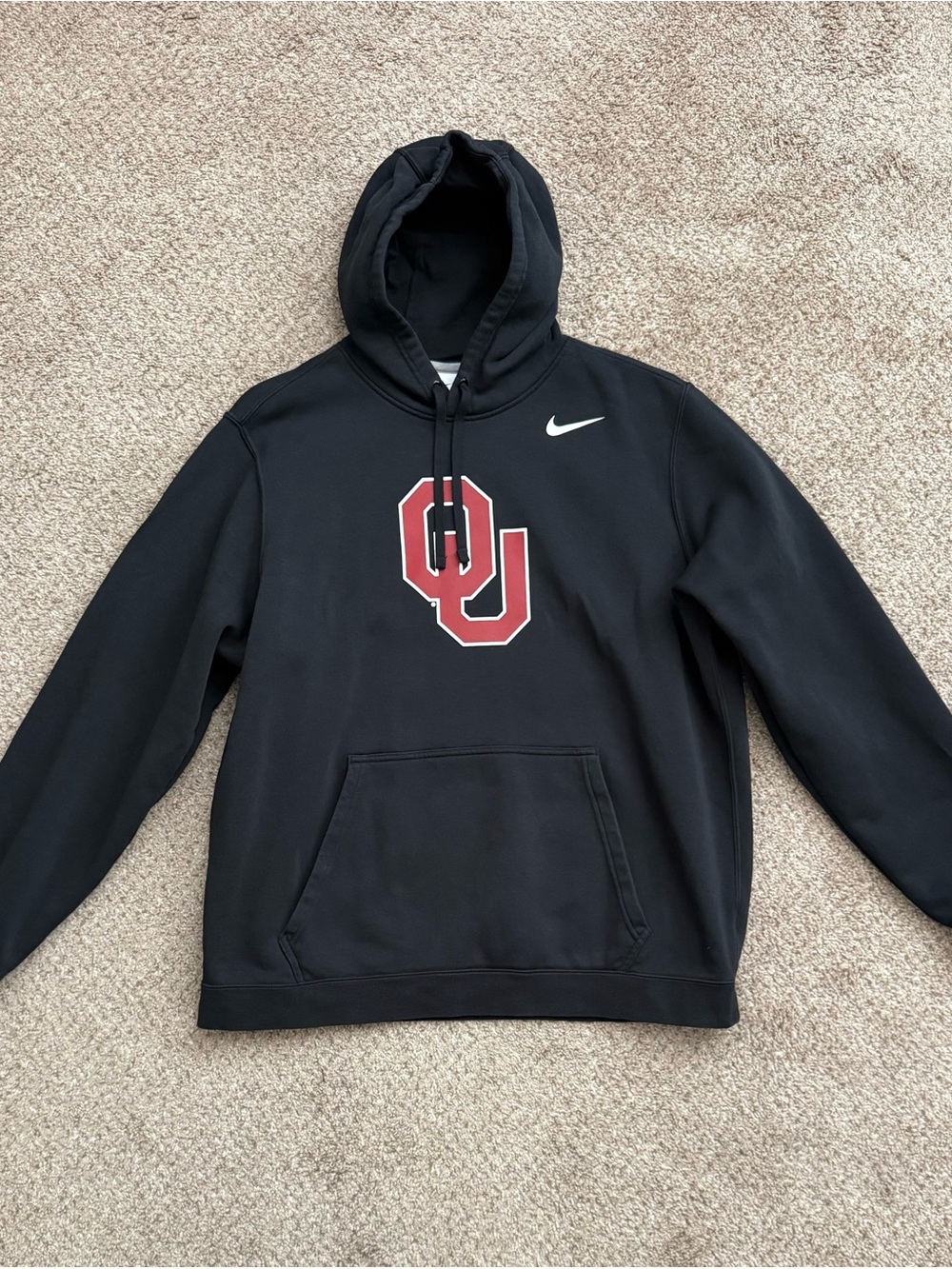 Oklahoma Sooners Nike Men's Black Hoodie Sweatshirt with Crimson OU Logo Mens XL